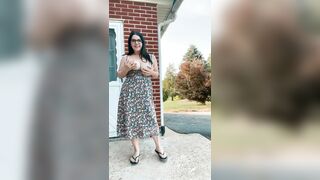 Flashing my Long Titted before Spraying Piss all over the Place outdoors