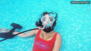 Amelie Bruna Yummy Dark Haired with Huge Boobs inside the Pool