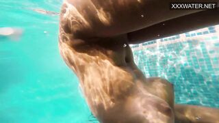 Amelie Bruna Yummy Dark Haired with Huge Boobs inside the Pool