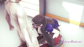 1 Piece Cartoon - Nico Robin riding a long penis
