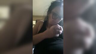 Gothic mom Sneaks a Twat Rub and Finger inside Office