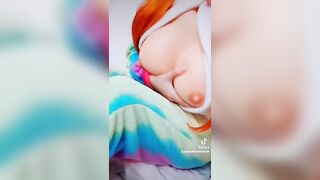 Adorable Tik Tok with Animated Music Long Breasts Silicone Rubber Suit Dance