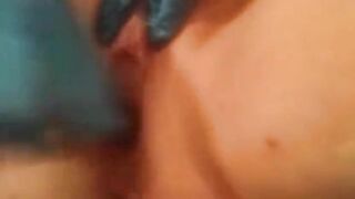 Rubber Glove Twat Rub Masturbation
