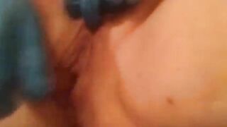 Rubber Glove Twat Rub Masturbation