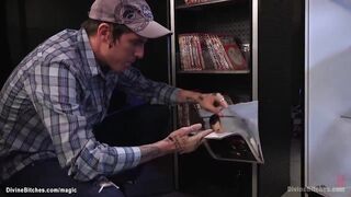 Porn shop owner fucking trucker