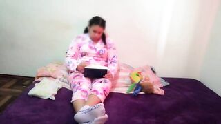 I enter my niece's room and she gets her watching
