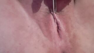 Play'n Dr W/ Clitoris, Showing Off it W/ Tweezers, Cumming into less than 2 Minutes!