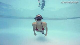 Incredible babe underwater girls stripping and masturbating