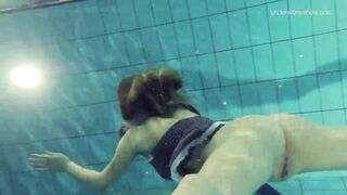 Incredible babe underwater girls stripping and masturbating