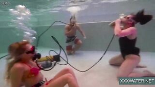 Incredible babe underwater girls stripping and masturbating