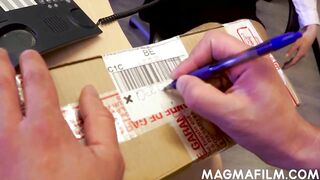 Office Hot sucking off a thick penis inside pov style