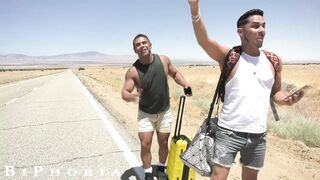 Homosexual Hitchhikers DVP their Slutty Driver into Wild Bi-Curious 3 Way - BiPhoria