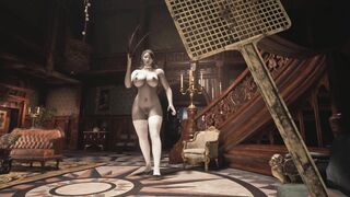 Resident Evil Village Lady Dimitrescu inside White Corset Stocking Topless Bottomless - 3D Cartoon