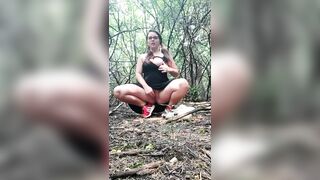 Sensual School women goes in the Woods and Fucks herself