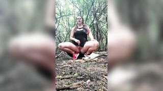 Sensual School women goes in the Woods and Fucks herself