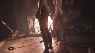 Resident Evil Village Lady Dimitrescu into White Corset Topless Bottomless - 3D Animated