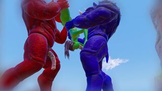 Furry Monsters and Alien Double Anal Squirting Orgasm