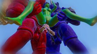 Furry Monsters and Alien Double Anal Squirting Orgasm