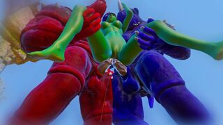 Furry Monsters and Alien Double Anal Squirting Orgasm