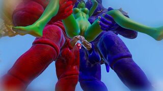 Furry Monsters and Alien Double Anal Squirting Orgasm