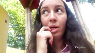 Risky playground masturbation and pissing into outside