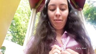 Risky playground masturbation and pissing into outside