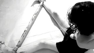 Move if you Want: Jugs Fetish with her Nipples Clamped to her Feet