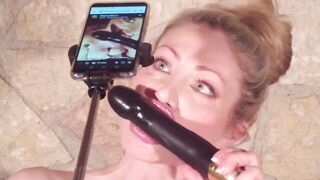 Vittoria Risi Italian Pornostar Long Melons Beauty Blonde Gets Naked and Plays with her Snatch and Long Dicks
