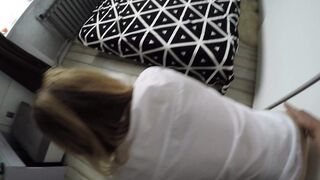 Stepsister into Ankle Socks Caught Masturbating with Huge Sex Toy, i got in her and Cum on Butt