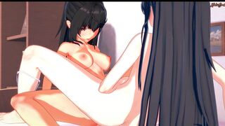 Shizuku Yaegashi and Kaori Shirasaki Scissoring on the Bed - Arifureta Cartoon