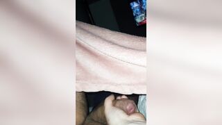 Step Cougar make Step Son Cum inside 20 Seconds under Blanket on her Hands