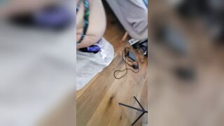 Dark Hair milf Gagging herself on my Penis