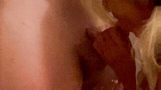 Hot mom Finishes Work, Pops the Bubbly and Blows a Penis that Fucks her Doggy Style. Cum on Booty!