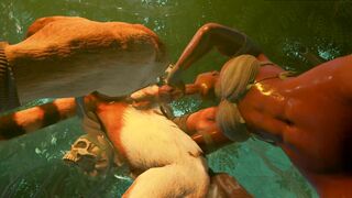 Tribe Woman Swallowing Cum inside the Jungle 3D