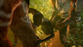 Tribe Woman Swallowing Cum inside the Jungle 3D