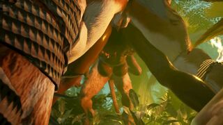 Tribe Woman Swallowing Cum inside the Jungle 3D