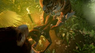 Tribe Woman Swallowing Cum inside the Jungle 3D