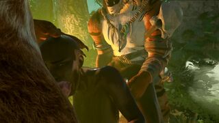 Tribe Woman Swallowing Cum inside the Jungle 3D