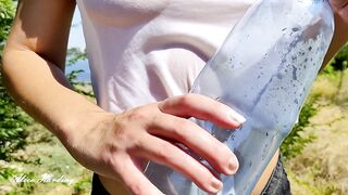 Alice Pours Water on herself a T-shirt From. and then she Shows her Titties
