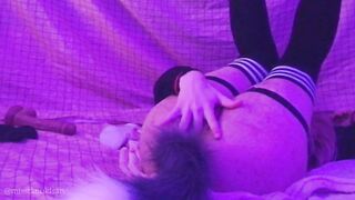 Gothic Soft Adorable Girl playing with Tail Booty Anal Plug first Time Finger Bang and Vibrator Sex Orgasm