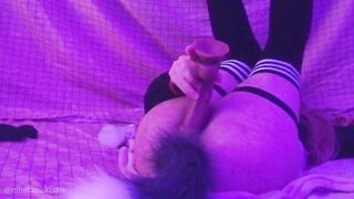 Gothic Soft Adorable Girl playing with Tail Booty Anal Plug first Time Finger Bang and Vibrator Sex Orgasm