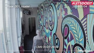 HORNYHOSTEL - BIG MELONS BLONDE TAKES 2 MEN INSIDE THE TOILET - LETSDOEIT