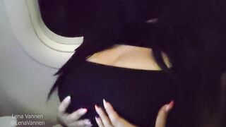 Teen shows me her Long Titties and Lets me Grab them during a Flight to Cancun - Risky