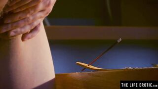 Incredible Blonde Plays with her Long Natural Boobs and Bushy Snatch