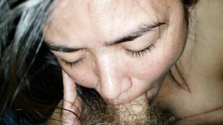 chinese Milf Blows Nuts and Spits Cum