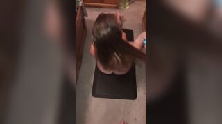 HAIRJOB: pov Cumming on her Big Silky Hair while done up inside a Donut Hair Bun to got Glazed with
