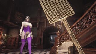 Resident Evil 8 Village Lady Dimitrescu - Violet Corset - Spanking Rough - 3D Cartoon HD