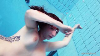 Huge Breasts Katrin Bouncing and Floating Underwater