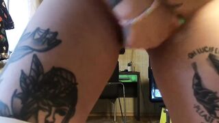 cunt with mouth Masturbates with Toy Tattoos Huge Breasts