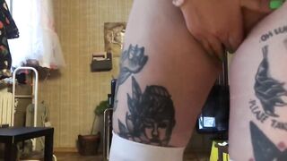 cunt with mouth Masturbates with Toy Tattoos Huge Breasts